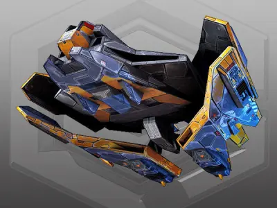 SciFi Fighter Low-poly 3D model