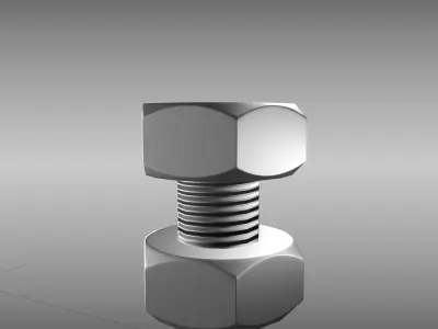 Low-Poly Nut and Bolt Low-poly 3D model