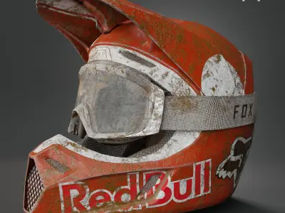  Fox V3 Motocross Helmet Low-poly 3D model