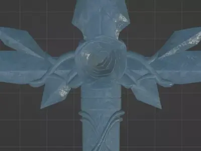 AO BARA SWORD 3D print model - BLUE ROSE SWORD - made in Blender 3D model