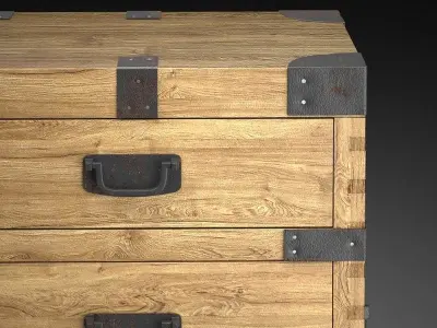 Chest Vintage Antique Oak 3D model