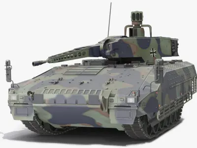 Puma German IFV Military Tank Green Rigged 3D model