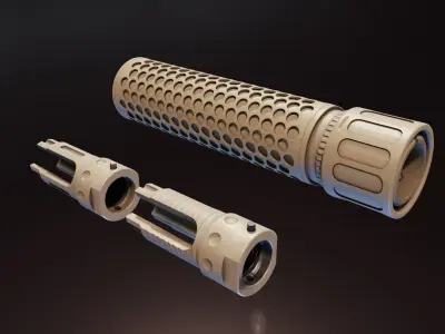 KAC QDC flash suppressor  Low-poly 3D model
