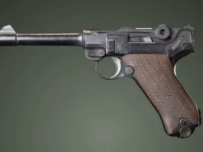 DWM Luger P08 9mm - Game and VFX-Ready Mid-Poly Low-poly 3D model