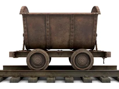 Rusty Metal Cart Mine Low-poly 3D model