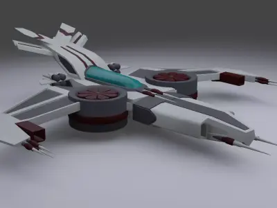 Spaceship - Interceptor Low-poly 3D model