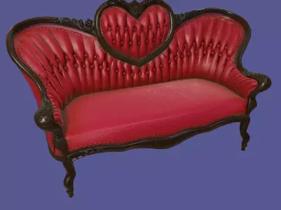 Antique Victorian Love Seat Sofa Furniture Low-poly 3D model