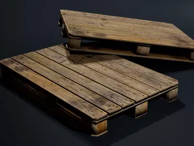 Old Wooden Euro Pallet Low-poly 3D model