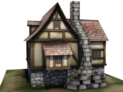 Medieval Building 03 Townhouse Low-poly 3D model