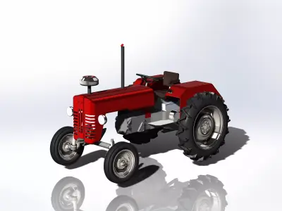 Rural Shiny Metal Tractor 3D Project Free 3D model