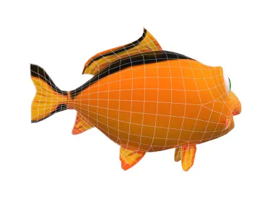 Common Carp Fish Cartoon Animated Low-poly 3D model