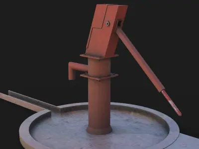 Hand Water Pump Low-poly 3D model - GameReady Low-poly 3D model