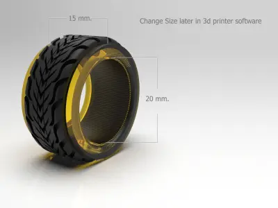 Tyre and Rim fashion ring        Assemble And Twist Lock  3D print model purchase