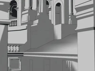 Historic Scene Low-poly 3D model