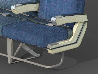 Old Airline Seats Low-poly 3D model