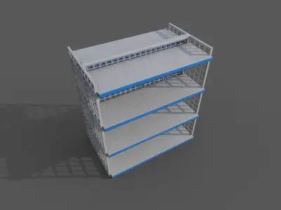 Shop market double rack shelf Low-poly 3D model