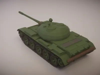 Simple T-55A Tank Low-poly 3D model