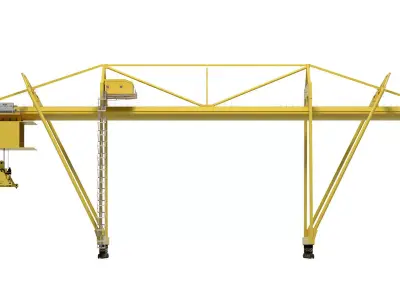 Container yellow cargo crane 3D model