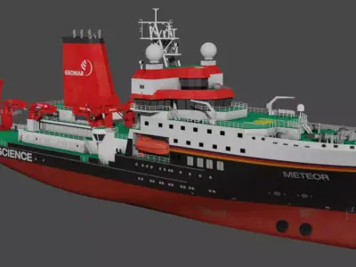 Special purpose vessel for marine research Meteor IV Low-poly 3D model