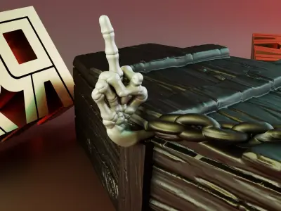 Halloween Coffin Middle Finger and Peace Sign multi part 3D print model