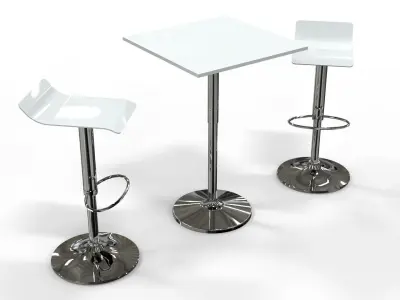 High table and stool - Bar set 2 3D model