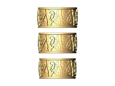 Floral scroll engraving cigar band US sizes 8 9 10 3D print model