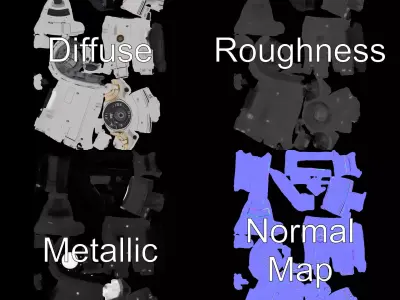 Futuristic White Minigun Model Pack Low-poly 3D model