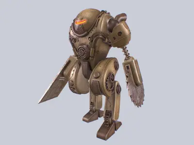Steampunk mech Low-poly 3D model