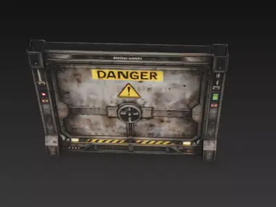 Sci-Fi Industrial Service Hatch Door - PBR Low Poly Game Ready Low-poly 3D model