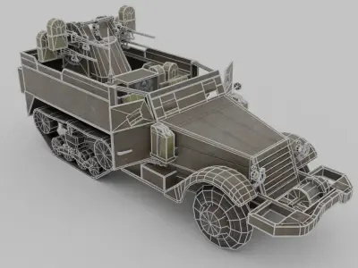M16 MGMC meat chopper AA Gun Halftrack  Low-poly 3D model