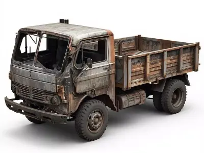 Rusted Old Cargo Truck 3D Model Low-poly 3D model