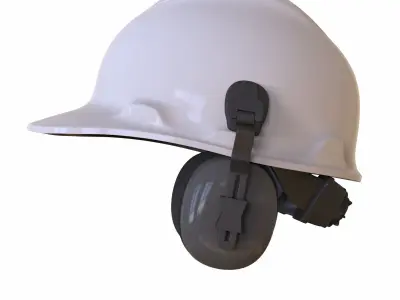 Safety Helmet with earmuffs Low-poly 3D model