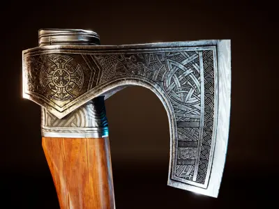 Viking Axe Low-poly 3D model 22
