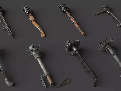 Modifiable Strike Weapons 1 3D Model Pack