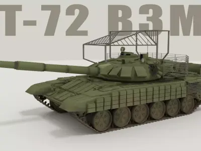 T-72 B3M Tank With Copecage 3D model
