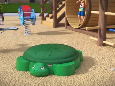 Little Tikes Turtle Sandbox with Covered Shell Green 3D model