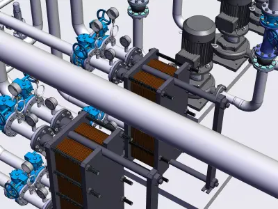 Boiler Room  Gas-fired Boiler Heating System 3D model