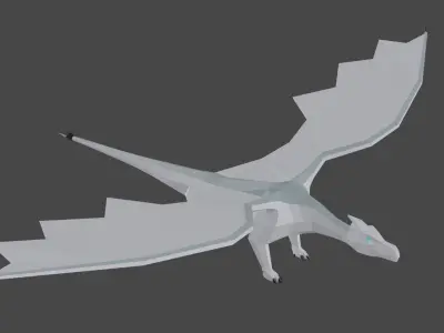 Low-poly dragon origami bird flying in air Low-poly 3D model