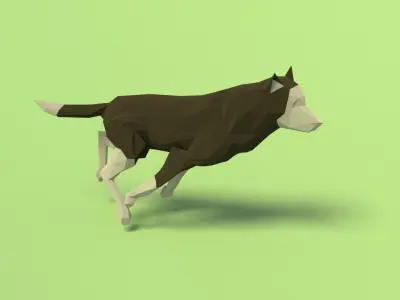 Rigged Low Poly Dog Low-poly 3D model