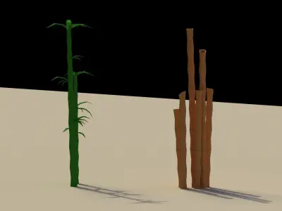 Low Poly Bamboo Trees Low-poly 3D model