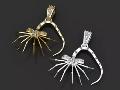 Iced-Out Alien Facehugger Diamond Pendant 3D Model 3D print model purchase
