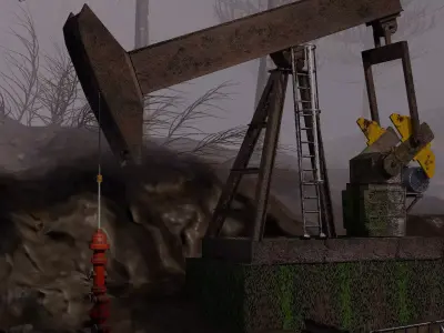 Abandoned Oil Pumping Rig Weathered Rusted Industrial 3D Model 3D model