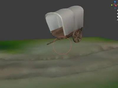 High Quality Sculpted Vertex Painted Wagon Chariot Cart Model Free 3D model