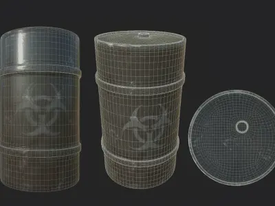 barrel two biohazard barrels 3D model