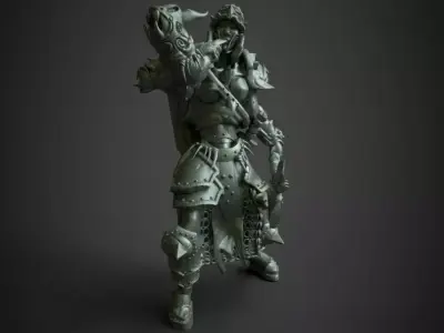 Crusaider silhouette of man in armor 3D model