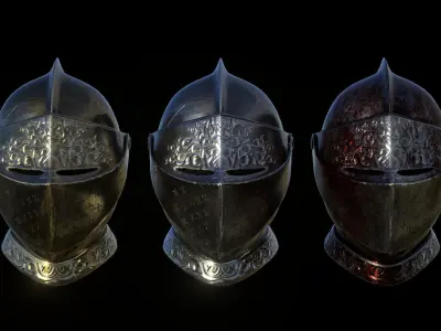 Medieval Metal Helmet with Ornaments 3D model
