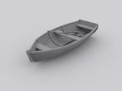 Low-poly Wooden Boat Low-poly 3D model