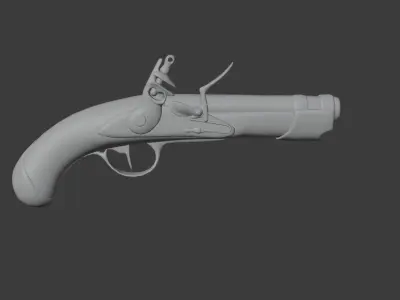 Gold pistol Low-poly 3D model