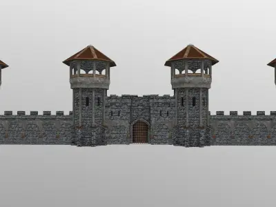  Castle Wall Level 10 Low-poly 3D model