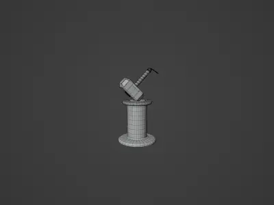 Worn Thor Mjolnir Hammer 3D model